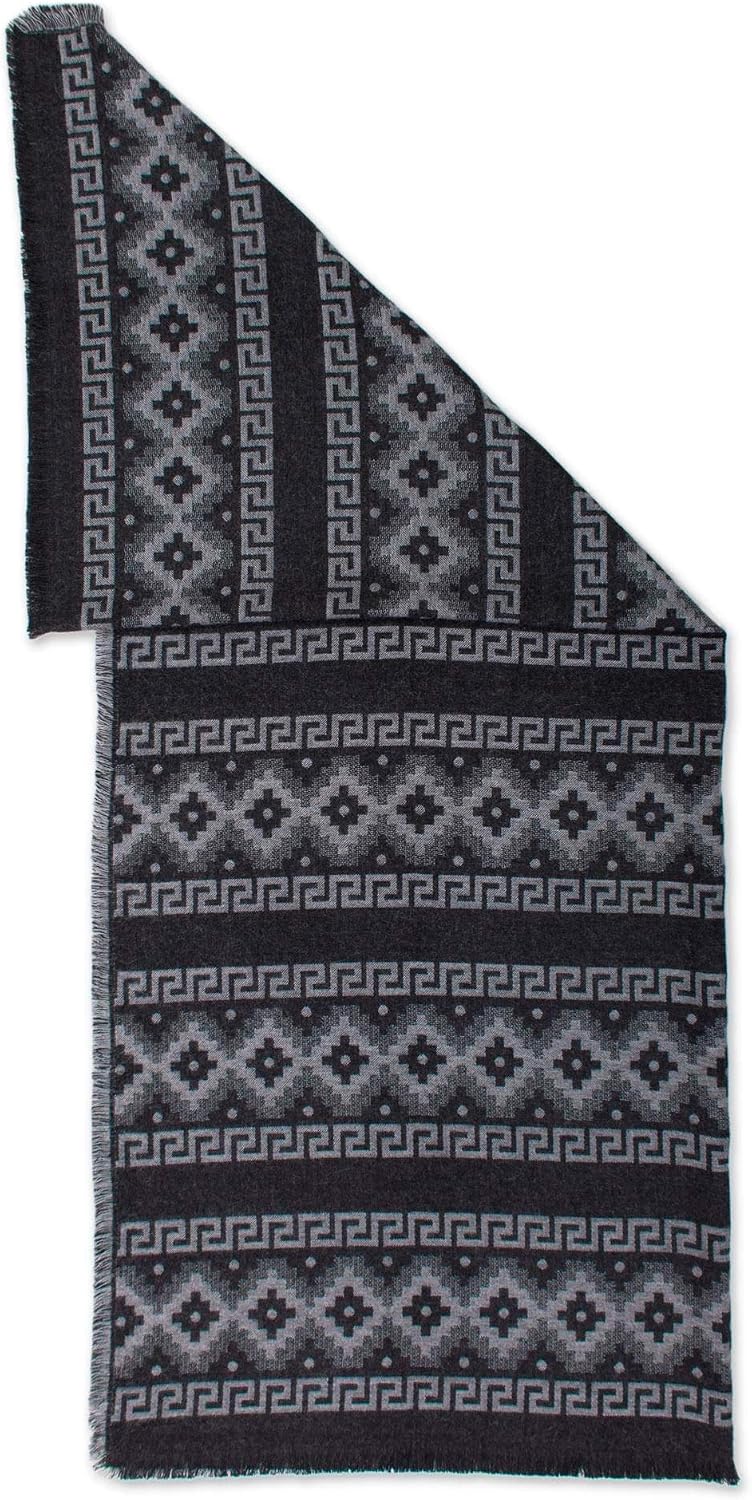 NOVICA Andean Cross in Smoke Reversible Alpaca Blend Throw