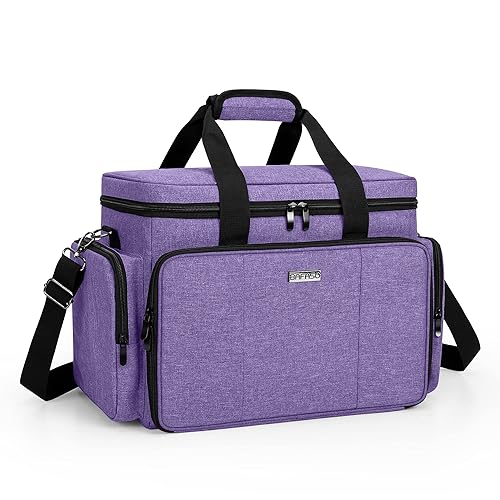 BAFASO Bolsa de maquillaje grande con separadores extraíbles, estuche de maquillaje de viaje para cosméticos, color morado