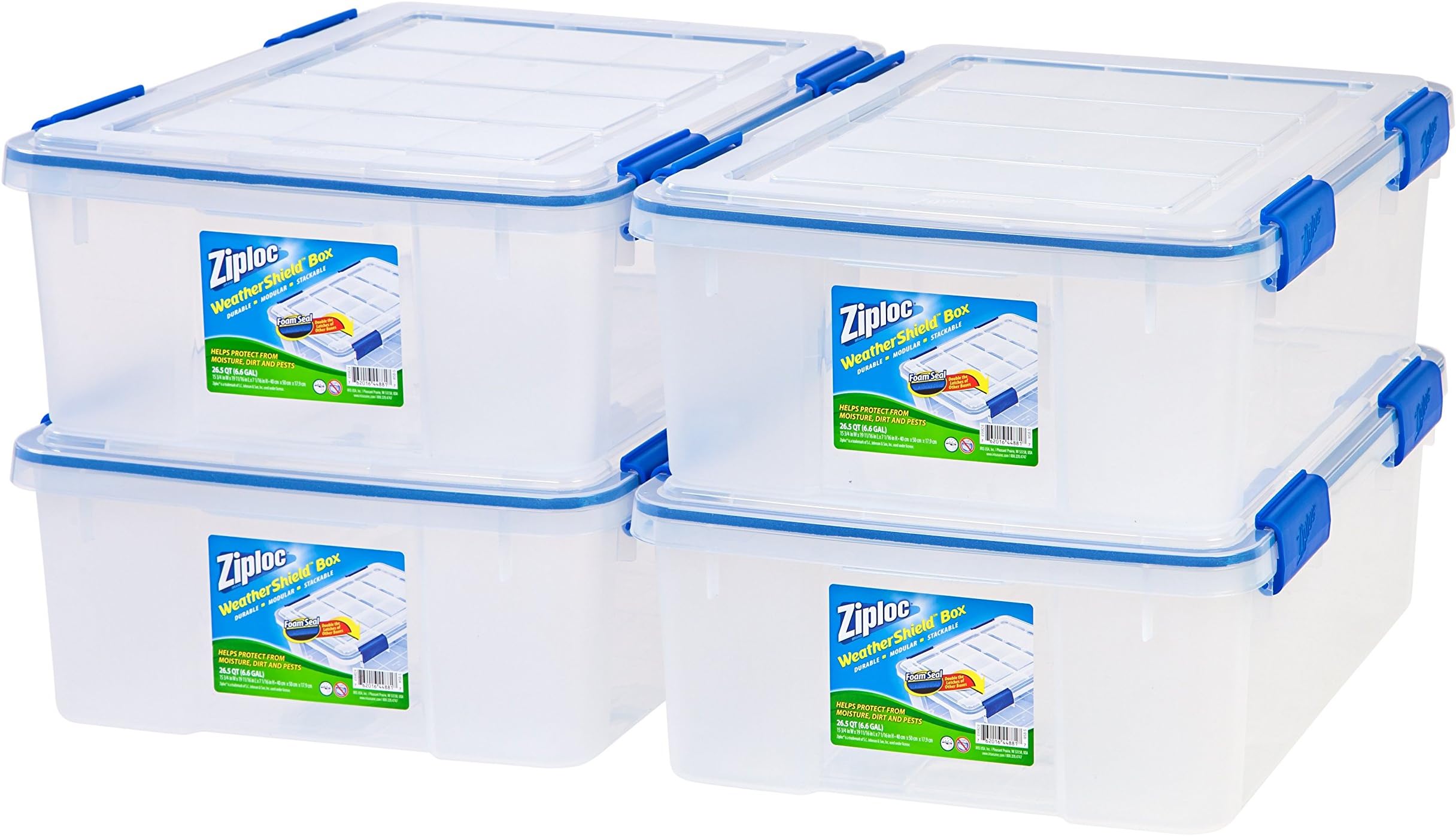 IRIS USA Storage Bin, 26.5 quart, Clear, 4 Count