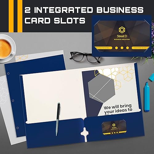Miniatura 4 de Better Office Products Carpetas portafolio de dos bolsillos, paquete de 50 unidades, color azul, carpetas de papel tamaño carta, 50 piezas, color