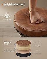 Vista 6 de SONGMICS Home Bar Stools, Set of 2, Steampunk Counter Stool for Kitchen, Adjustable Height and Swivel Padded Seat, Workbench Stool, 16.5 x 19.3 x