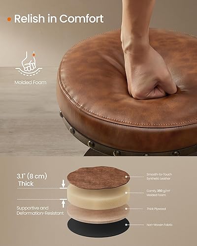 Miniatura 6 de SONGMICS Home Taburetes de bar, juego de 2, taburete Steampunk para cocina, altura ajustable y asiento acolchado giratorio, taburete de banco de