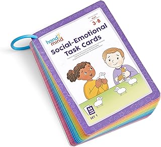 hand2mind Social Emotional Task Cards for Ages 3+, Social Emotional Learning Activities, Calm Down Corner, Play Therapy Toys for Counselors, SEL Games, Preschool Card Games, Feelings Flash Cards