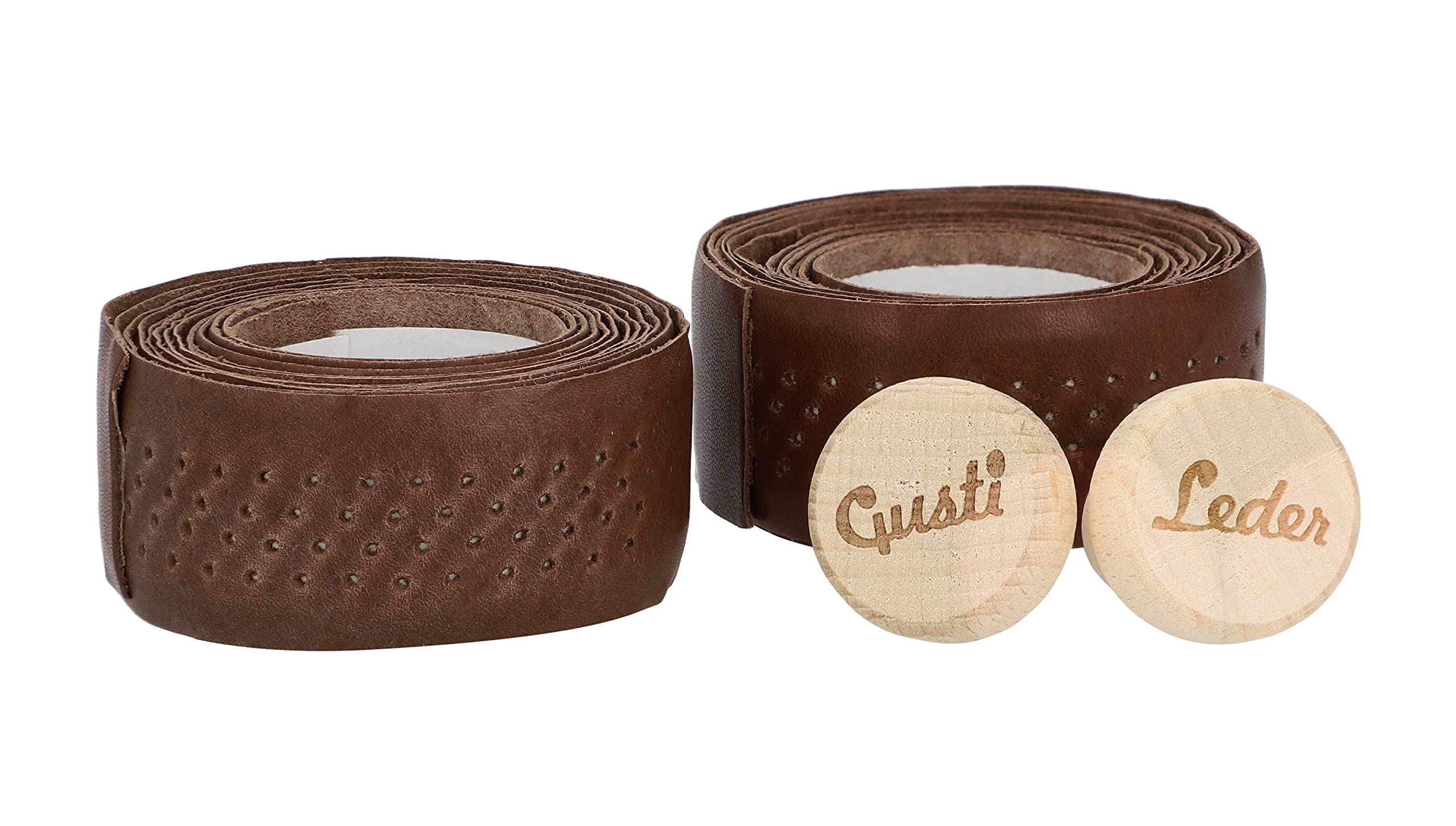 Gusti Leder Lenkerband Fausto C. – 200 cm Griffband selbstklebend (2er Set) – Gravelbike- & Rennrad Lenkerband Leder inkl. Korkstopfen für sicheren Halt