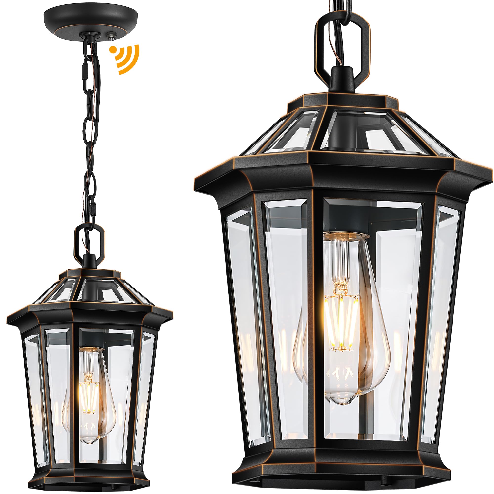 Gleamz Outdoor Pendant Lights for Porch, Exterior Ceiling Hanging Lantern