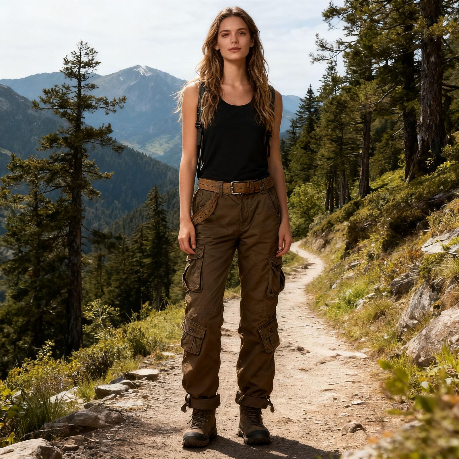Pantaloni cargo da donna, invernali, imbottiti, con fodera in pile, in cotone, da trekking, per attività all'aria aperta, vestibilità rilassata, con molte tasche