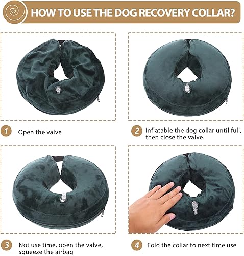 Miniatura 6 de SAWMONG Collar de cono inflable para perro cono ajustable para perros después de la cirugía conos de recuperación suaves para perros y gatos