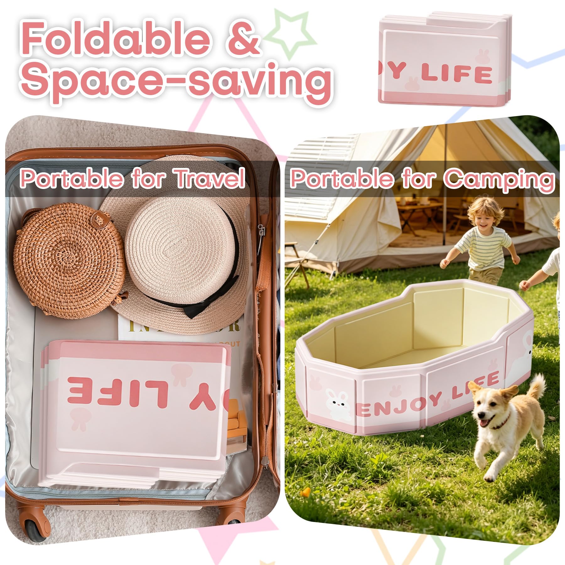 VEEKAY Baby Badewanne, Babybadewanne Faltbar, Faltbare Badewanne für Kinder, Tragbare Babywanne 0-8 Jahre, mit Ablassschraube, Platzsparend und Leicht, Kinderplanschbecken für Dusche