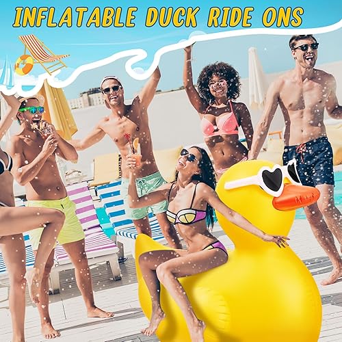 Miniatura 13 de Hungdao Paquete de 2 patos inflables gigantes de 4 pies, enorme pato de goma, pato, inflable, pato, piscina, piscina, decoración de fiesta