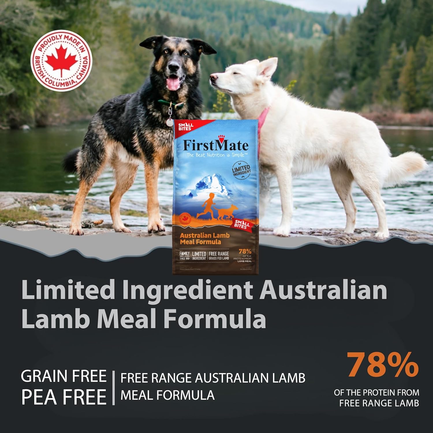 FirstMate Dry Dog Food – Limited Ingredient Australian Lamb Meal Formula Small Bites – Grain Free, Grass Fed-Single Protein Lamb Meal Recipe with Potatoes & Berries – 12 lb Bag