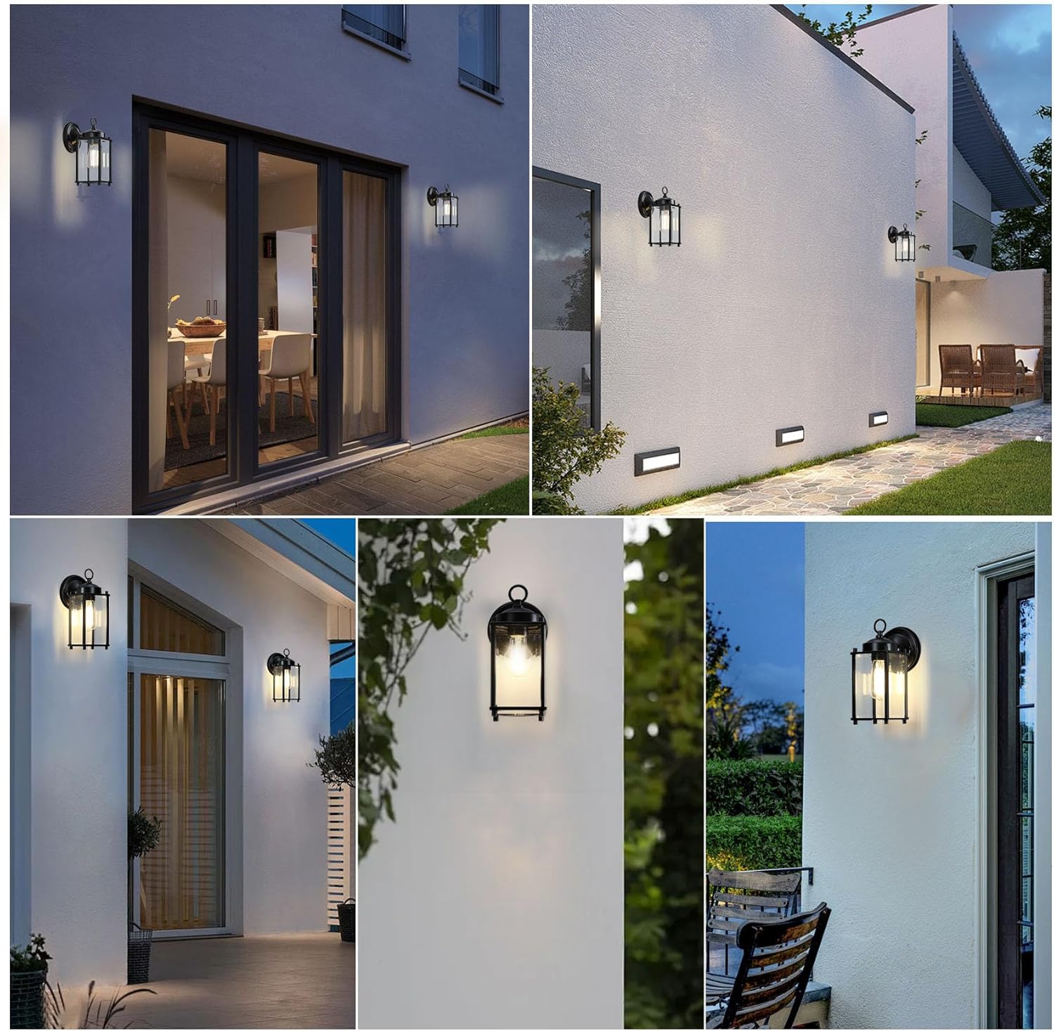Outdoor Wall Light, Exterior Lighting Fixture Wall Lantern, Black Porch Light Fixture with Clear Beveled Glass, Outdoor Wall Sconce Waterproof Anti-Rust E26 Socket for Front Door, 2 Pack
