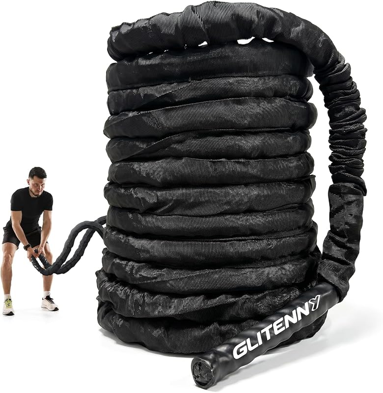Cuerdas de batalla Cuerda de entrenamiento negra Cuerdas de batalla de 1 pulgada para gimnasio en casa Cuerdas de ejercicio de 30 pies para hacer ejercicio Cuerdas pesadas para entrenamiento de ejercicios Cuerda con peso Cuerda de entrenamiento con peso Cuerda de batalla