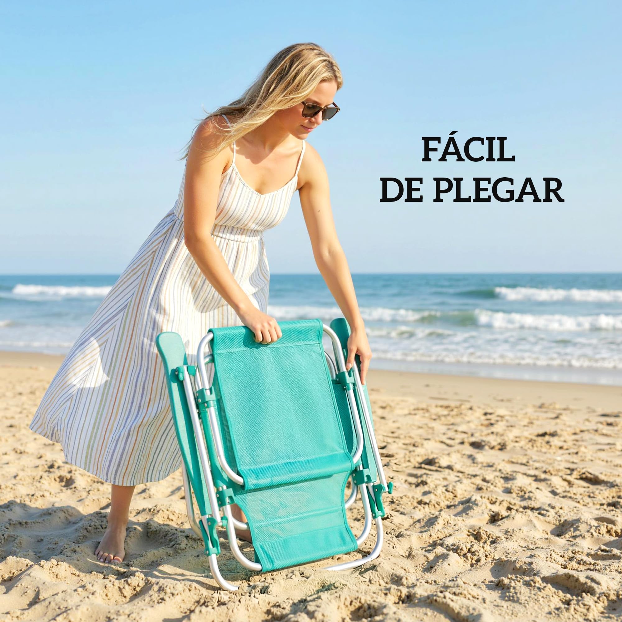 Outsunny Pack de 2 Sillas de Playa Plegables con Dosel Ajustable, Respaldo Reclinable en 6 Posiciones y Reposacabezas, Sillas Bajas Portátiles con Brazos Carga 120kg para Acampada Jardín Turquesa