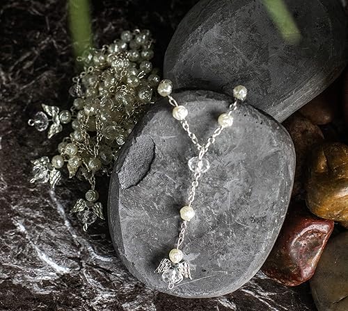 Miniatura 4 de Recuerditos de bautismo, 24 unidades, mini ángel, marfil, plata, rosarios, bautizo, primera comunión, recuerditos, regalo de bautizo para invitados