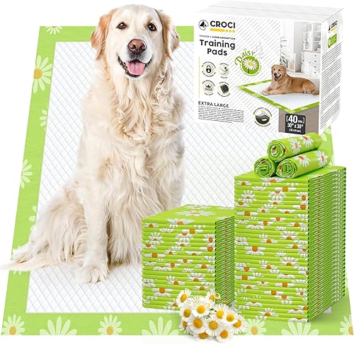 CROCI Almohadillas para cachorros con fragancia de margarita, extra grandes, 30 x 36 pulgadas, almohadillas para orina para perros, almohadillas