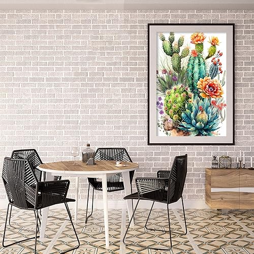 Miniatura 5 de ARTMYRUI Kits de pintura de diamantes de cactus para adultos, kits de arte de diamantes 5D, pintura de puntos de diamante para plantas de bricolaje
