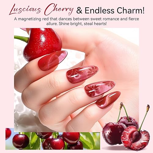 Miniatura 2 de Makartt Esmalte de uñas de gel, esmalte de gel natural de gelatina color nude rosa, blanco lechoso, rojo con purpurina, 6 unidades de 0.3 fl oz,