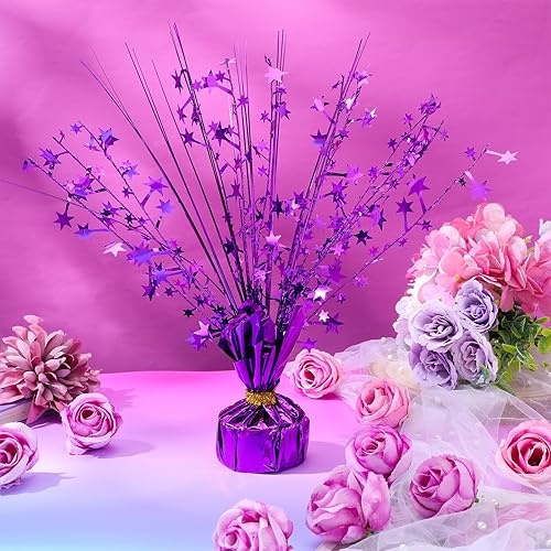 Miniatura 8 de Crowye Centros de mesa de papel de aluminio plateado para mesas, decoraciones de mesa de cumpleaños para Navidad, invierno, bautismo, fiesta,