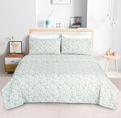 Vista 102 de Chezmoi Collection Juego de sábanas de 4 piezas tamaño King, color blanco, gris, negro, oso pardo, lobos, alces, pino, montaña, estampado, Estampado