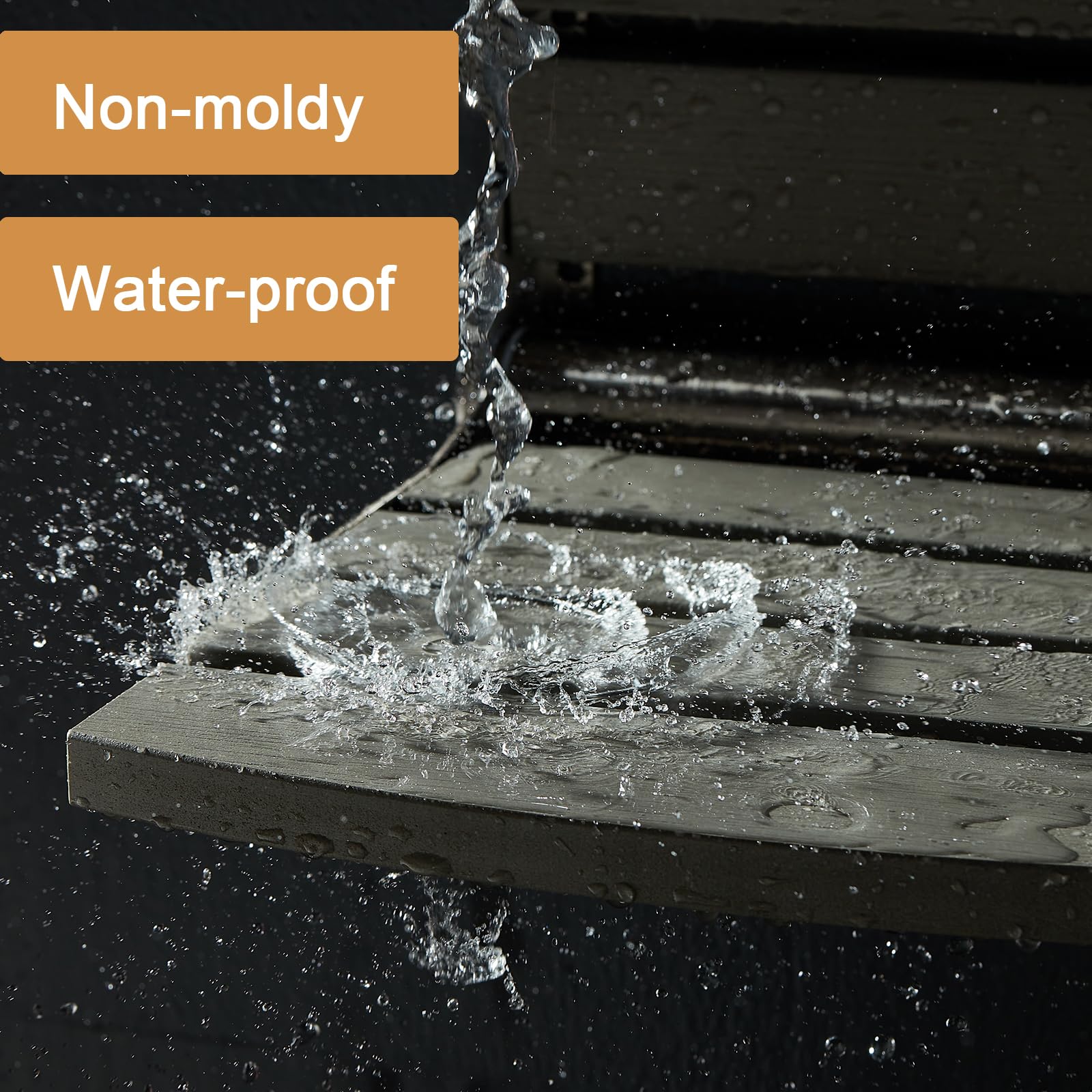 Folding Shower Seat Wall Mounted, HDPS Waterproof Fold Down Shower Chair Seat, Foldable Shower Bench for Inside Shower, Poly Lumber Folding Bathroom Shower Stool Wall Mounted, No Maintenance, Grey