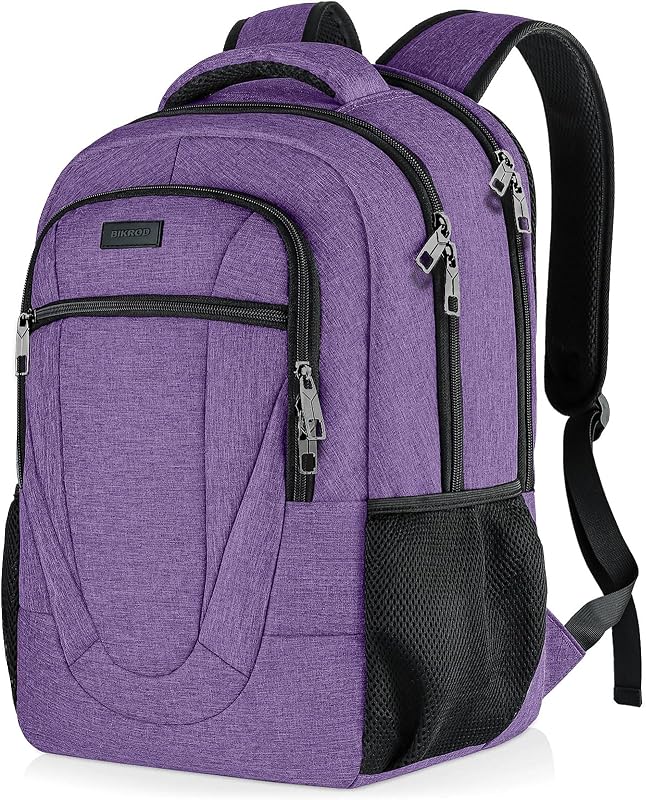 BIKROD Mochila para hombres y mujeres, mochilas para la escuela, adolescentes y niños, mochila antirrobo delgada y resistente, bolsa de computadora para adultos, regalo para computadora portátil de 15,6 pulgadas, color morado