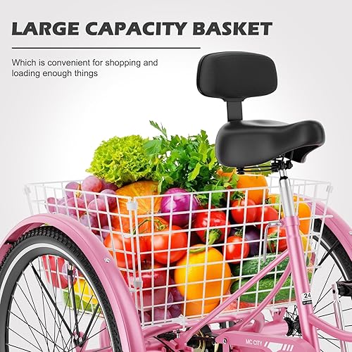 Miniatura 52 de ABORON Triciclo para adultos, bicicleta de 3 ruedas para adultos, triciclo para adultos, llantas de doble pared, triciclo para mujeres y hombres