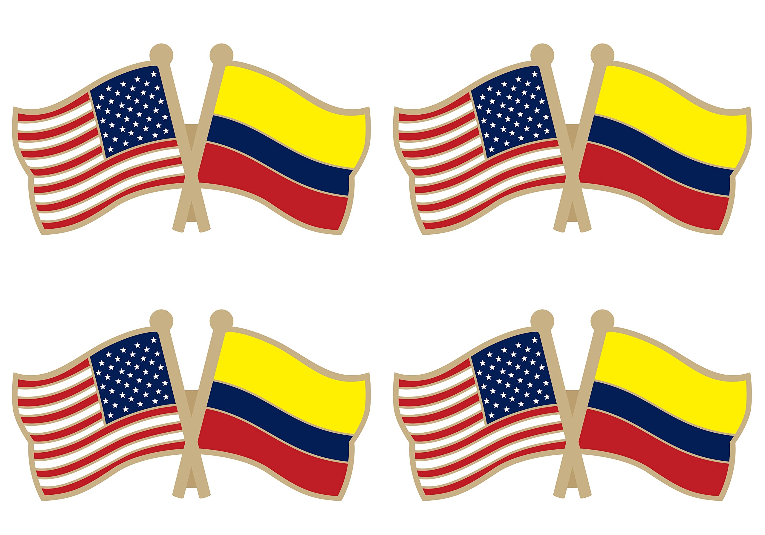 Colombia Crossed Double Flag Lapel Pins Small Mini Colombian Friendship Pin Badge Pack of 4