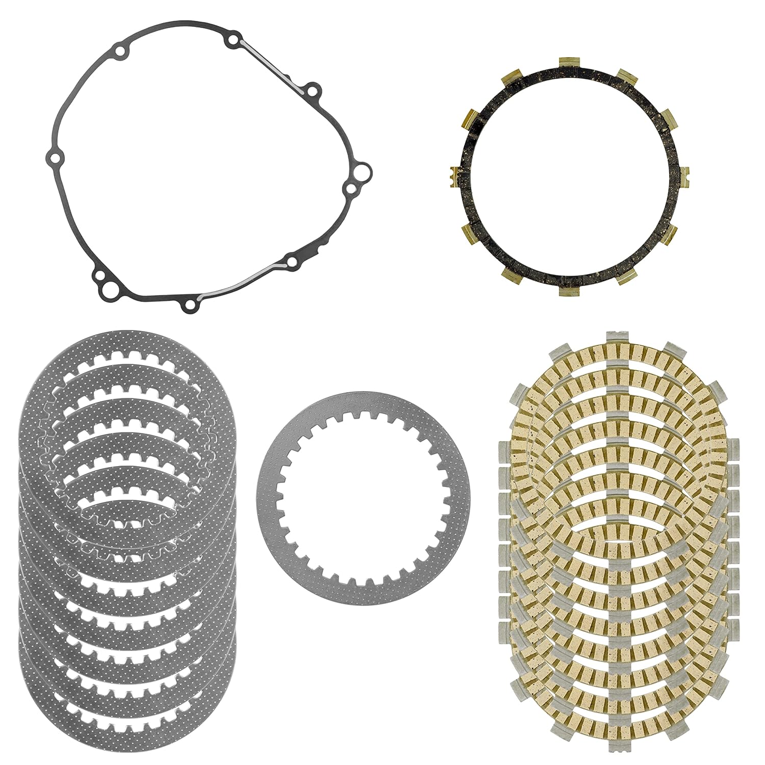 Caltric Clutch Friction Steel Plates and Gasket Kit Compatible with Yamaha R1 YZF-R1 YZFR1 2006 2007 2008