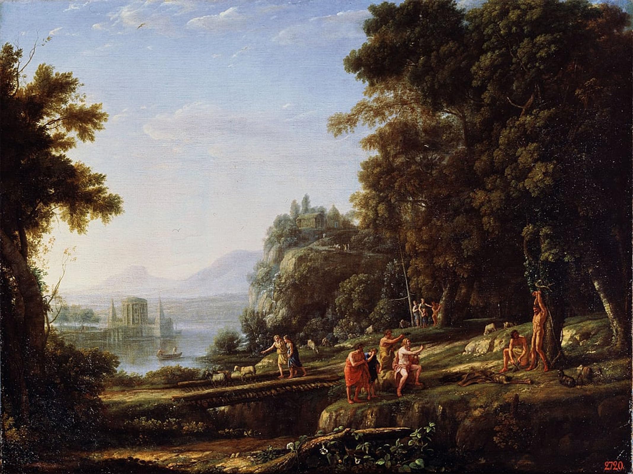 SERENDIPITP Vintage Picture Print on Canvas Wall Art Poster Landscape with and Marsyas by Claude Lorrain Artwork Print Poster for Wall Decor 60x90cm