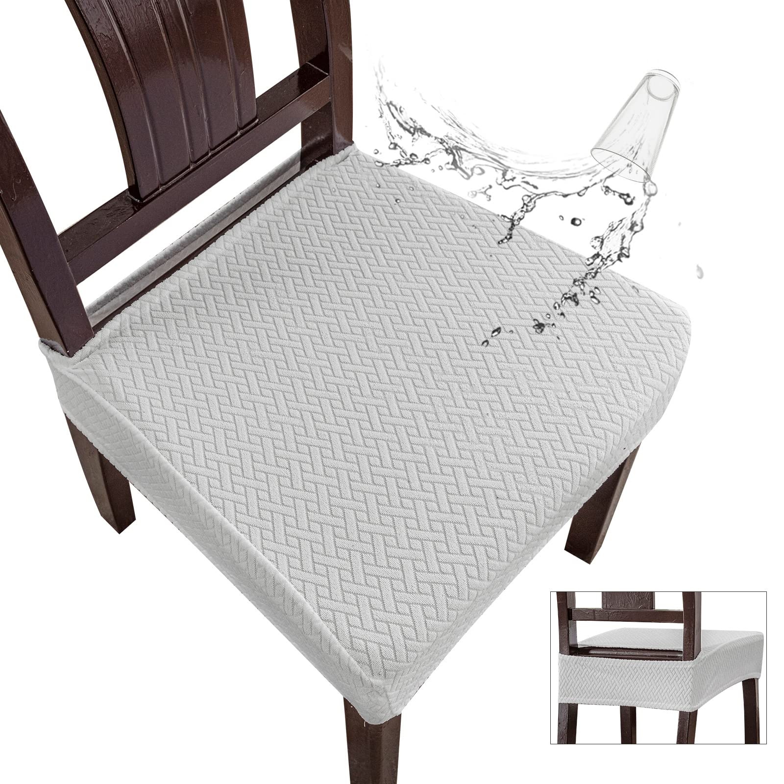 Genina Waterproof Seat Covers for Dining Room Chairs, Rear Gapped
