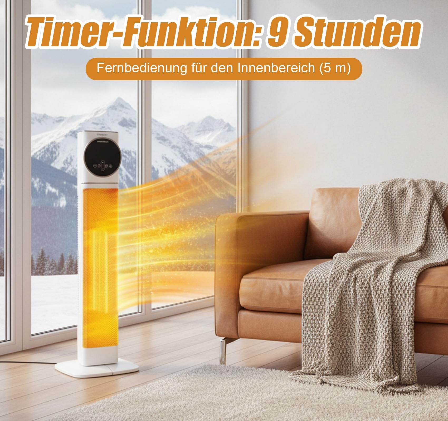 2500W PTC Keramik Heizlüfter Leise mit Fernbedienung & Oszillation