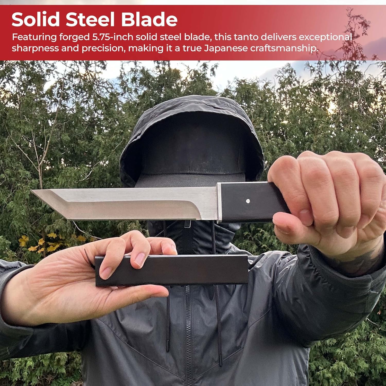 Masterfully Crafted Full Tang Black Japanese Tanto Dagger