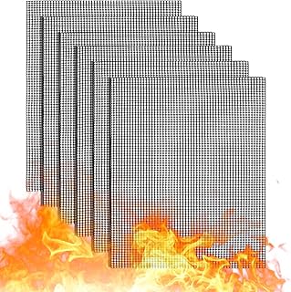 Non-Stick BBQ Grill Mesh Mat, 6 PCS Reusable Baking Mats, Heat Resistant Barbecue Accessories for Gas Grilling, Charcoal, Cooking, Baking, Electric Grilling, Oven and Outdoor Grilling, 40 x 33 cm