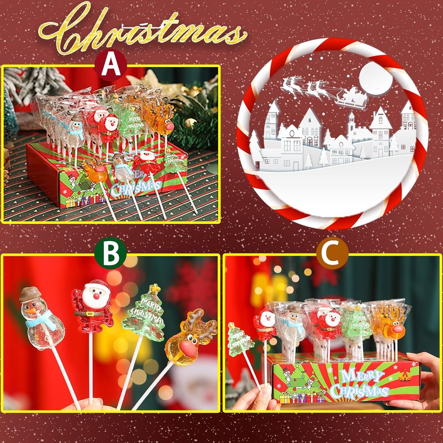 お菓子 詰め合わせ プレゼント4種 棒付きキャンディ24本セット - サンタクロース 景品 クリスマスツリー 粗品 イベント グッズ 業務用 大量 クリスマスギフト 限定 棒付きキ 個包装 - 人気 クリスマス プレゼント 子供 小学生 中学生 女の子 男の子 (クリスマス 棒付きキャンディ 24本セット)