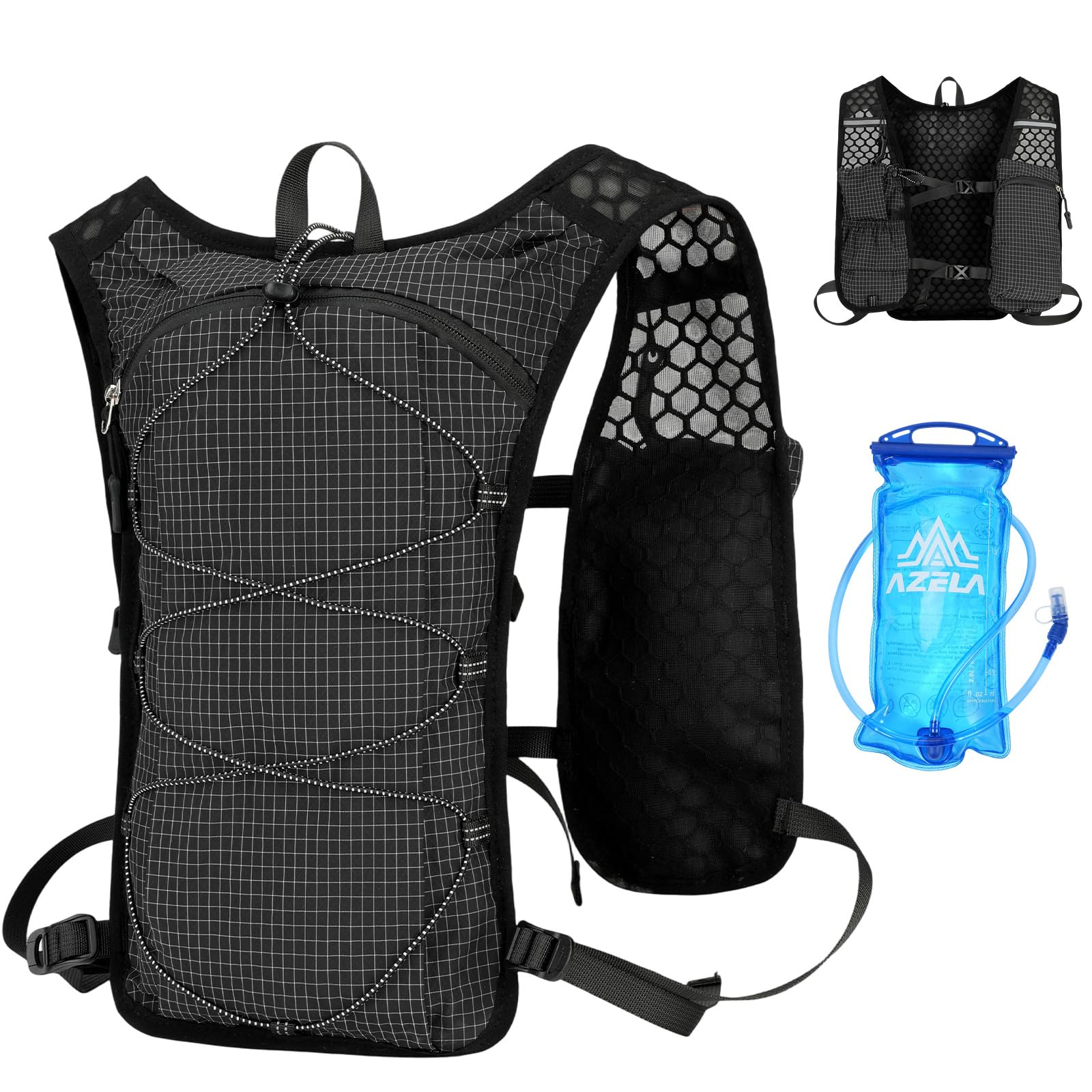 Chaleco Running Hombre Mujer, Ligera Chaleco Hidratacion Trail Running con Vejiga de Agua de 2L Mochila Hidratacion para Carrera al Aire Libre, Maratón, Ciclismo, Escalada, Esquí y Camping