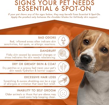 Dermoscent Essential 6 Spot-On Skin Care for Small Dogs Up To 22 lbs, 4 Tubes