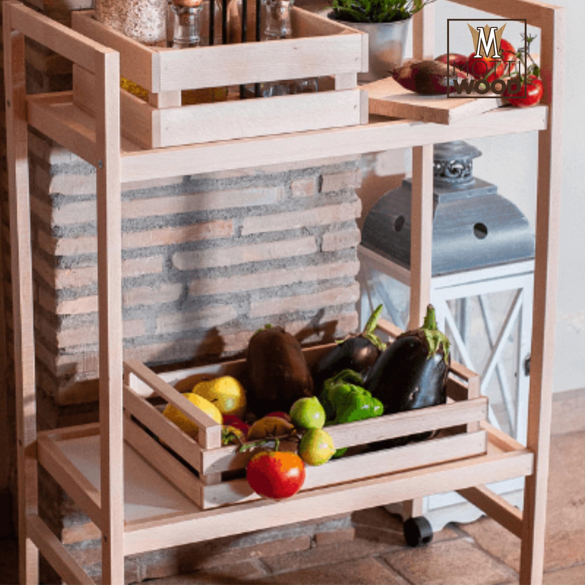 Juego de 5 cajas de madera multiusos, cestas portaobjetos, dimensiones: 27 x 19,5 x 12,5 cm, madera haya