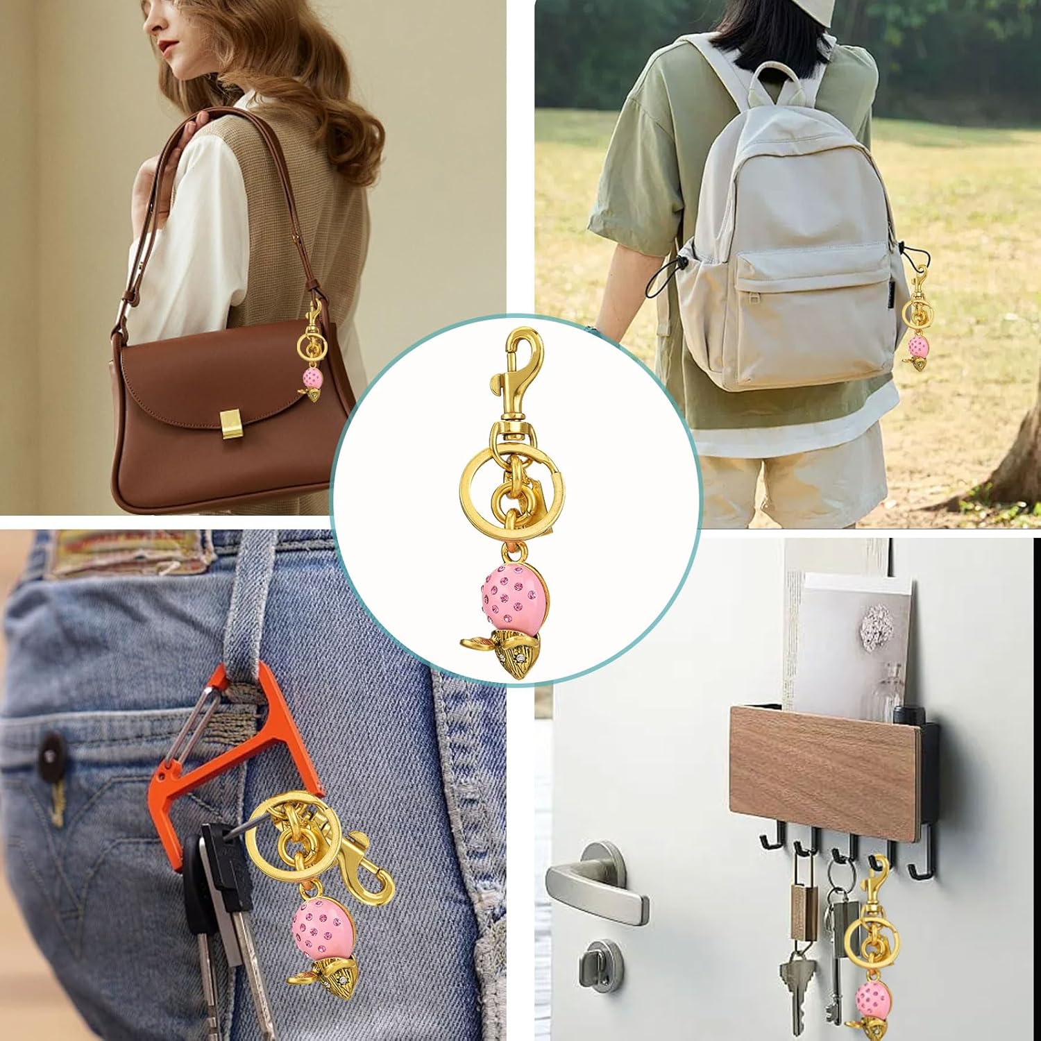 Cute Gold Mouse Keychain Car Key Chain Bag Purse Charm Bag Charms For Tote Bags Accessories For Women - Image 3