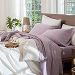 MOOMEE Sheet Set 100% Washed Cotton Linen-Like Extra Deep Pocket Queen | Relaxed Linen-like Texture. Soft, Breathable & Lightweight Comfort. 15–19" Extra Deep Pocket with All-around Elastic