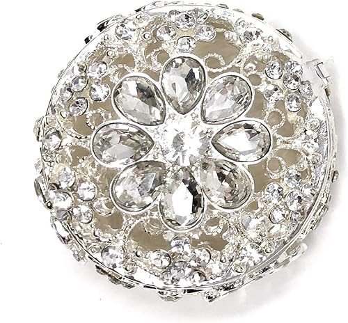 Miniatura 4 de CB Accessories Arras de Boda - Monedas de Boda - Caja de flores redonda con diamantes de imitación decorativos 16 (plata)