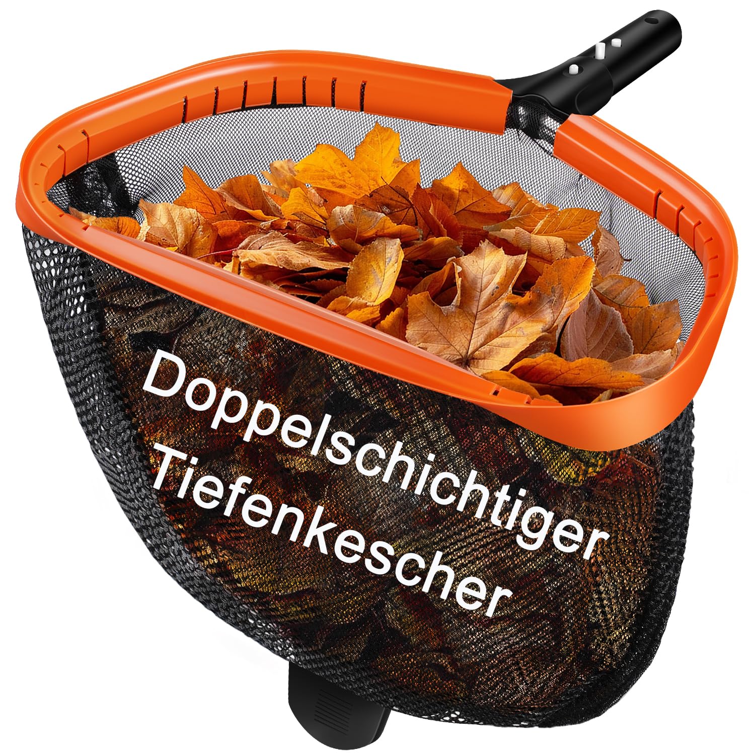 KGC Pool Kescher, Professionelles Poolkescher aus Metall, Doppelschichtiger Tiefenkescher mit Aluminiumrahmen, Feinmaschig für Tiefes Netz zum Reinigen von Schwimmbadblättern, Insekten(Keine Stange)