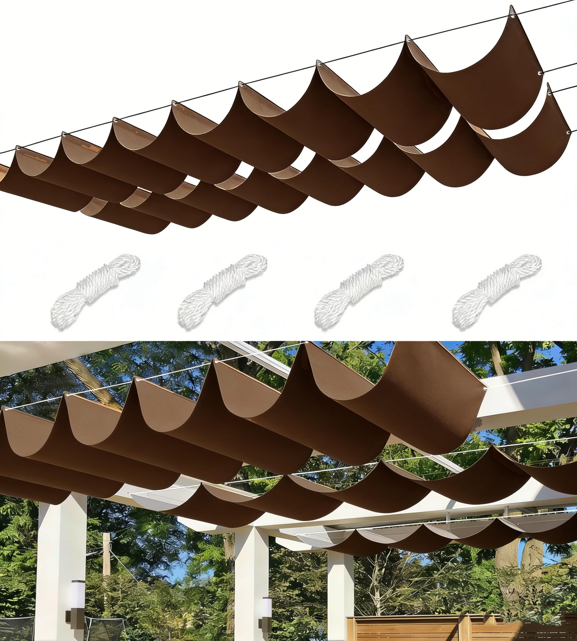 Voile d'ombrage rétractable résistant aux UV avec œillets et cordon de serrage