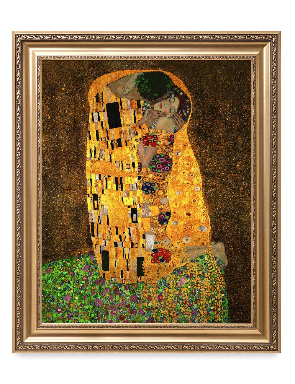 DECORARTS - 'The Kiss', Gustav Klimt Classic Art. Giclee Prints on Canvas with matching Golden Frame for Wall Decor. 24x30", Frame size: 30x36"