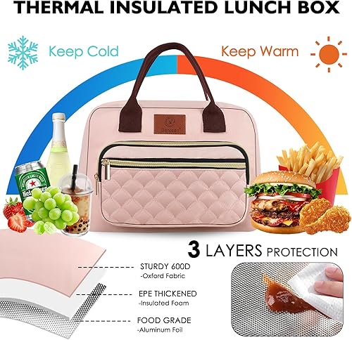 Miniatura 6 de Genteen Lonchera para mujeres, niñas y adolescentes, loncheras aisladas para adultos, reutilizables, lindas bolsas de almuerzo para el trabajo,