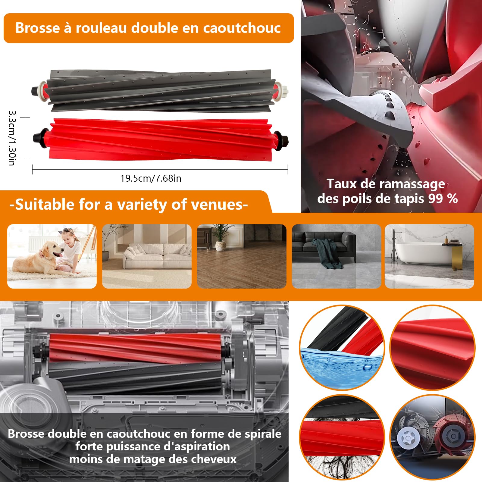 S8 Maxv Ultra Accessoires pour Roborock aspirateur，S8 Max Ultra pièces de Rechange : 2 brosses principales, 6 brosses latérales, 4 filtres Hepa, 4 + 4 Chiffons de Nettoyage, 6 Sacs à poussière-30pcs