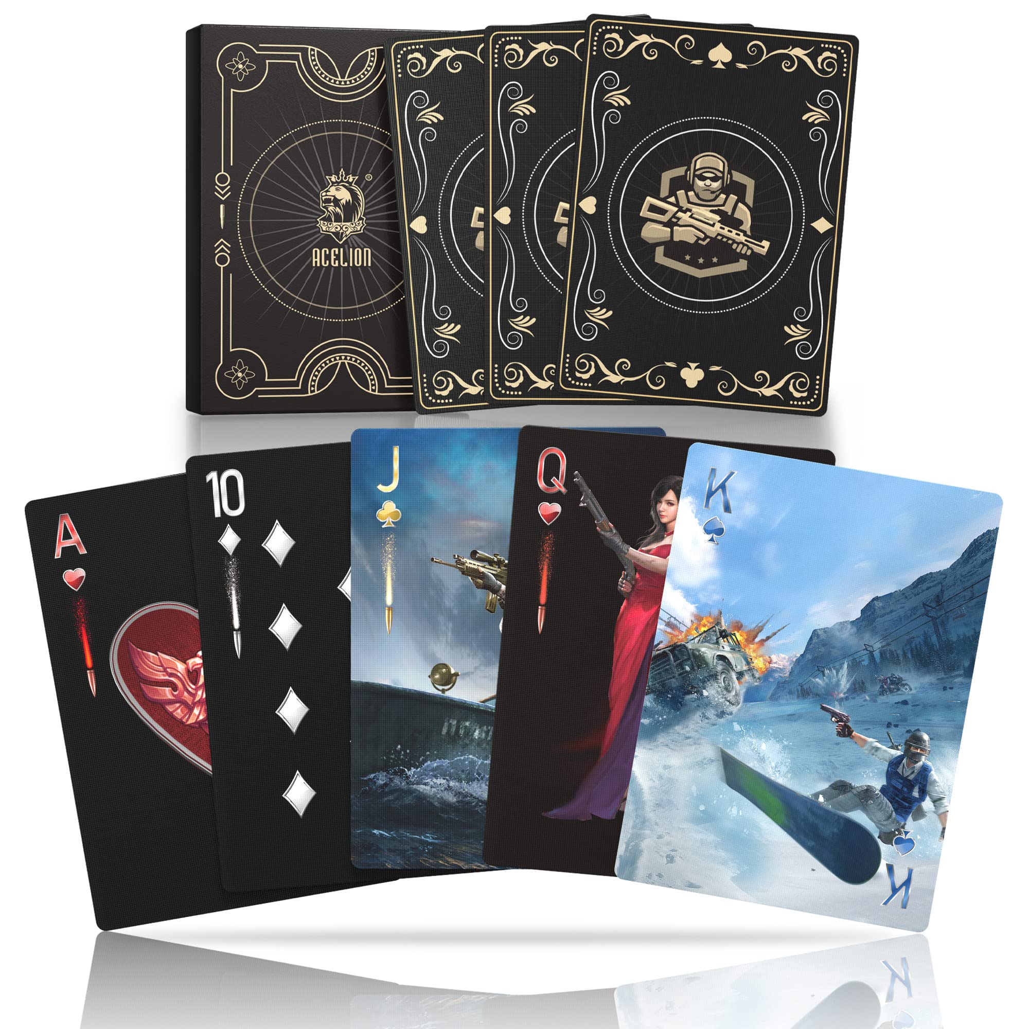 WJPC Warrior Gold Waterproof Playing Cards with Gift Box, Deck of Cards, Poker Cards for Adults Party Game, Indoor, Outdoor