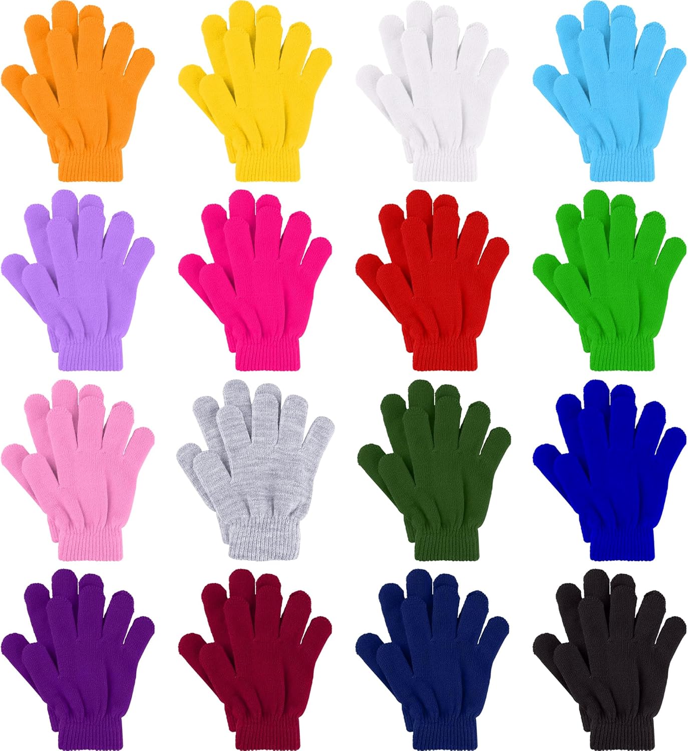 Glooarm 16 Pairs Kids Gloves Winter Boys or Girls Children's Warm Knit Magic Gloves Bulk for Winter Supplies