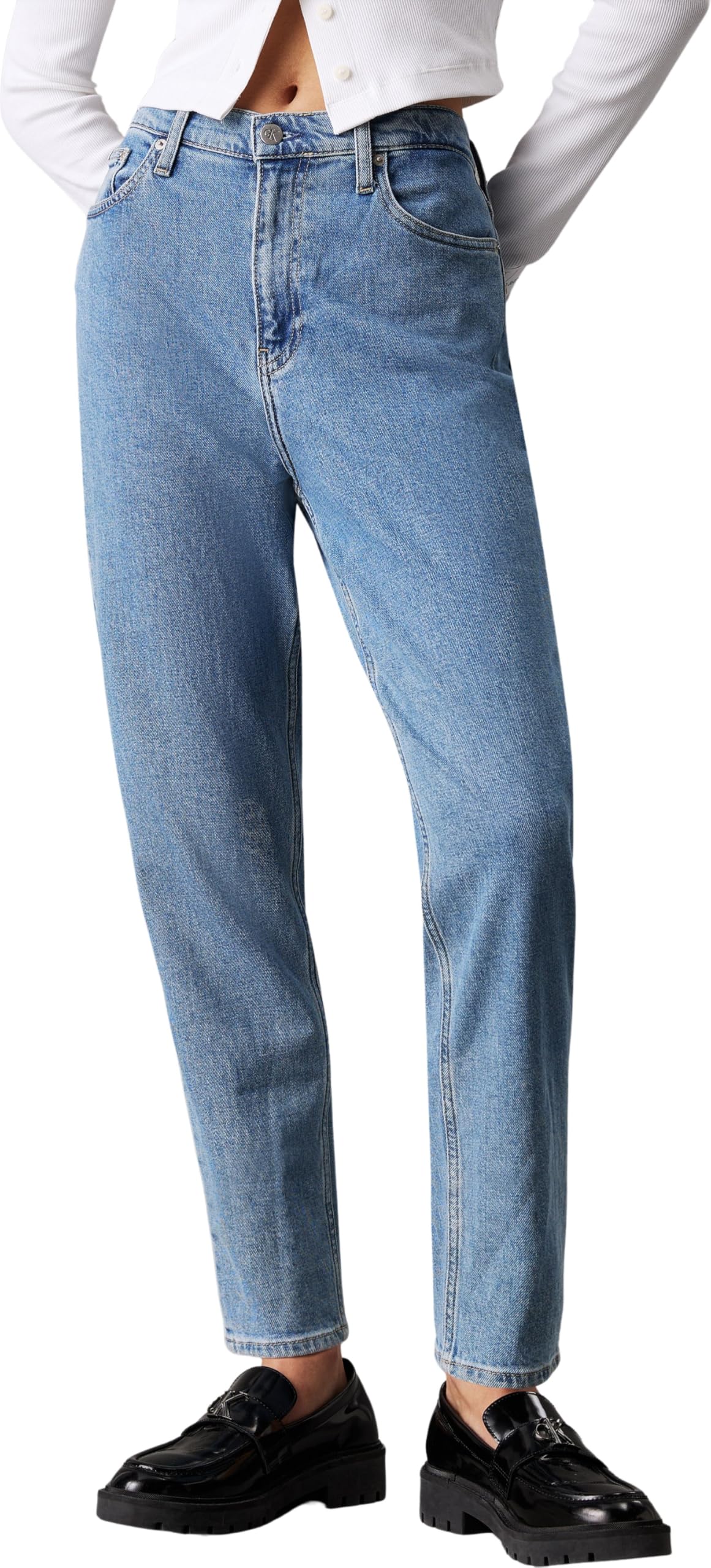 Calvin Klein CK Jeans Women's MOM Jean Tapered, Denim Medium, 36