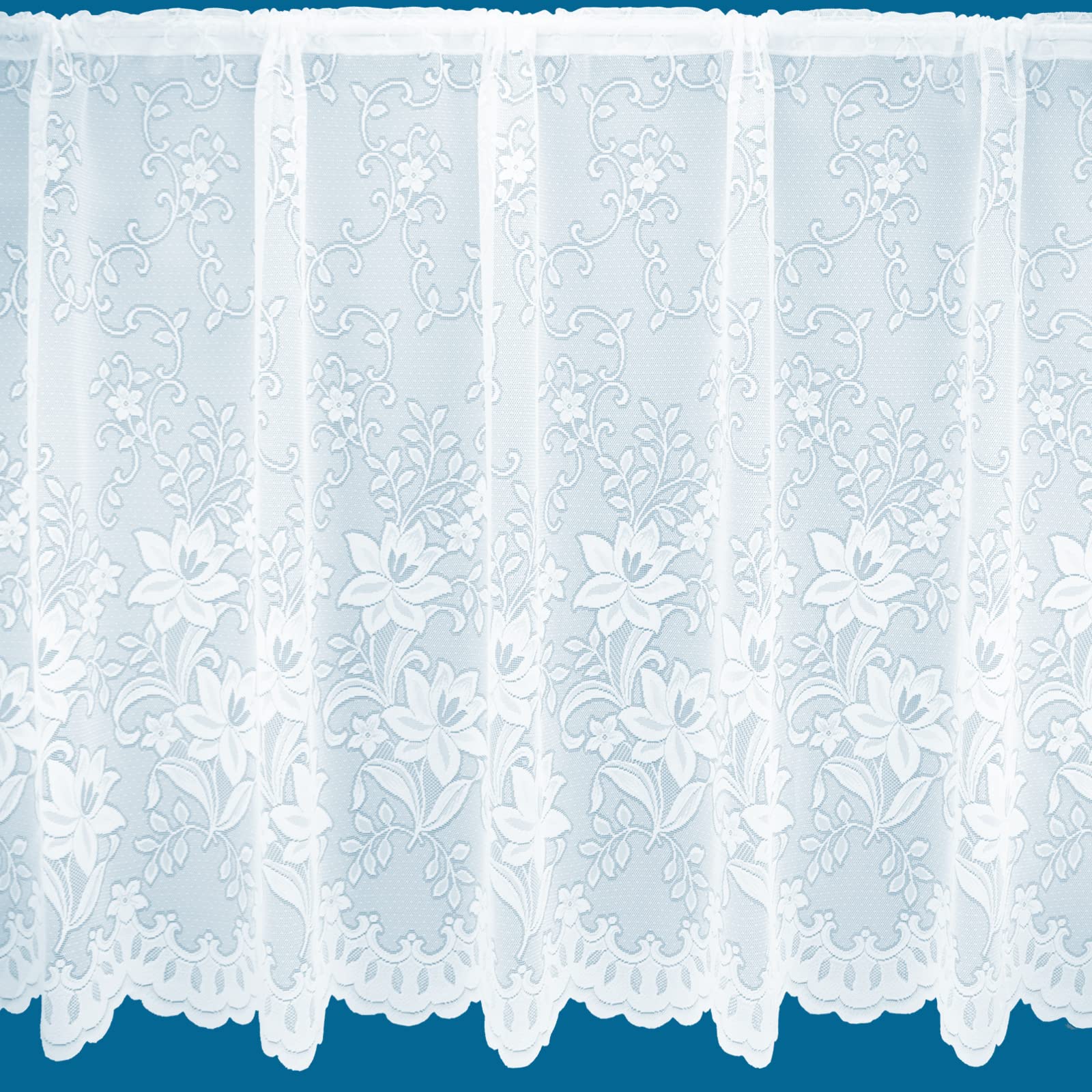 NetCurtainsUK Whitney Floral Pattern Net Curtains In White - Sold By The Metre (Drop: 137cm (54'')) (WHITNEYNET01)