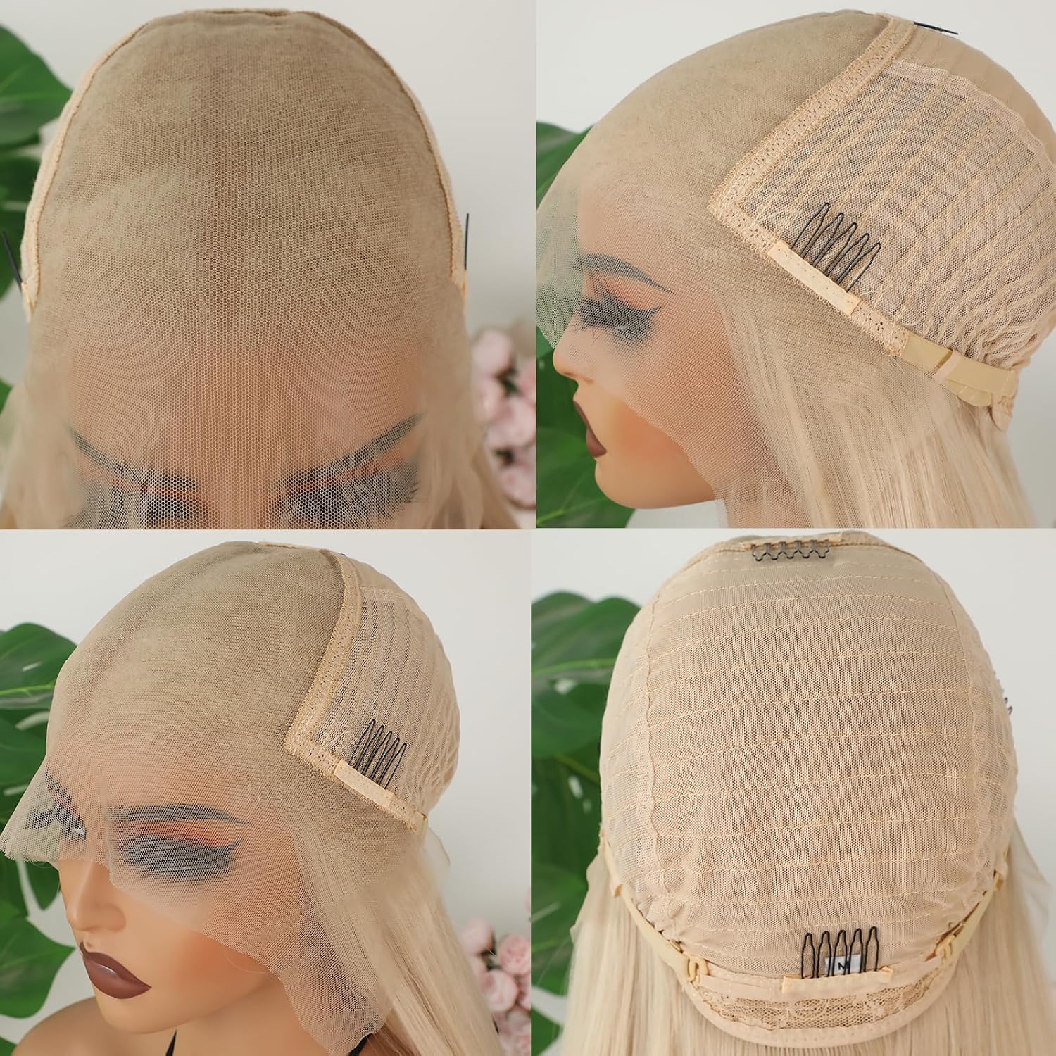 Missyvan 13x6 Light Blonde Lace Front Wigs - Glueless Long Straight Hair with Mixed Platinum Blonde Color, Natural Hairline, Heat Resistant Synthetic Fiber, Perfect for Fashion Women